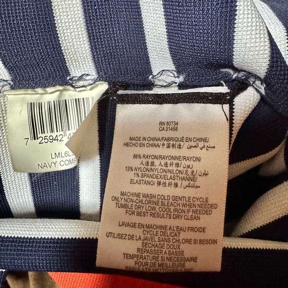 Navy White BCBGMaxazria Striped One-Shoulder Dress bandage Leger bodycon M S - Picture 4 of 8